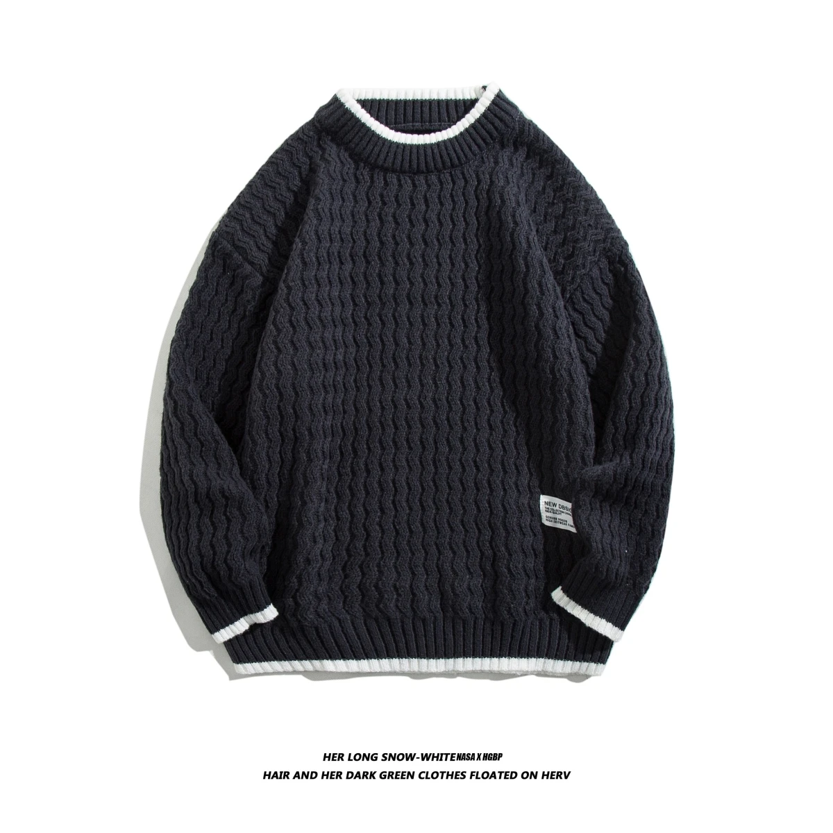 Suéter de Punto Hoado para Hombre, Estilo Casual de Otoño Invierno, Top Transpirable de Fibra de Poliéster con Cuello Redondo