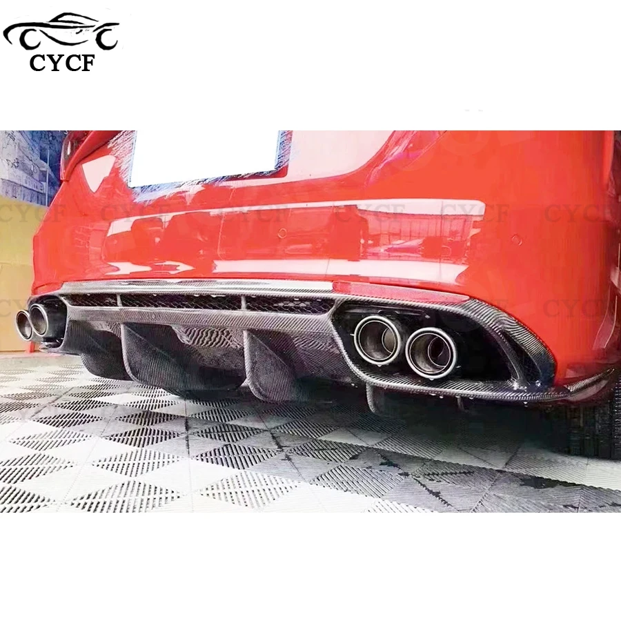 High quality Carbon Fiber Car Rear Bumper Back lip For Alfa Romeo Giulia QV style Diffuser Rear Side Splitters Spoiler Lip