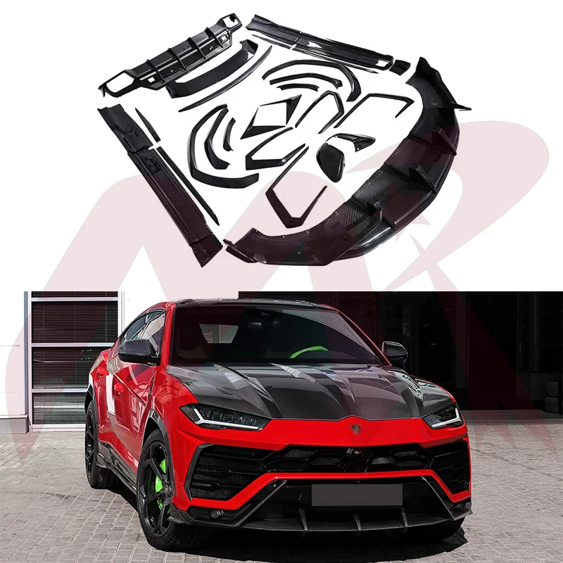 For Lamborghini URUS TC Style Dry Carbon Fiber Body Kit Front Bar Edge Rear Diffuser Side Skirt