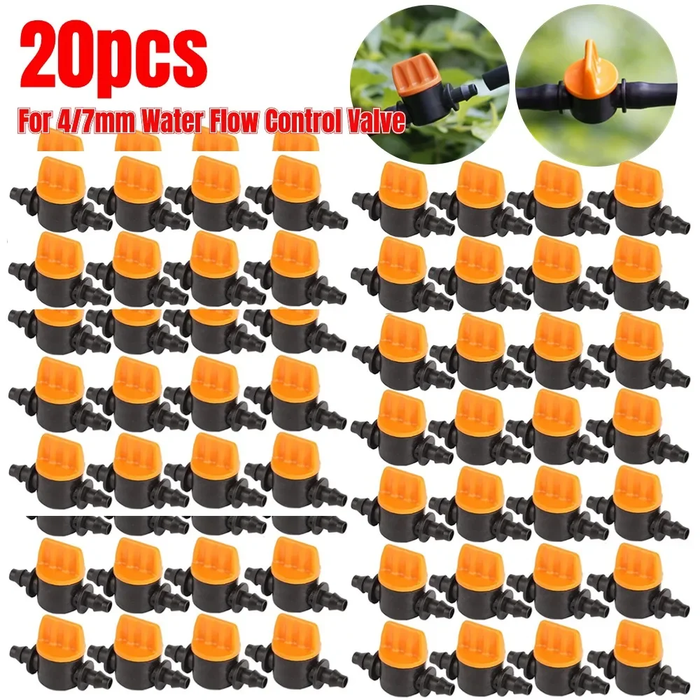 

20Pcs Hose Valve Garden Taps Garden Drip Irrigation Fittings Pipe Connector Water Valve For 4mm 7mm Water Flow Control Valve