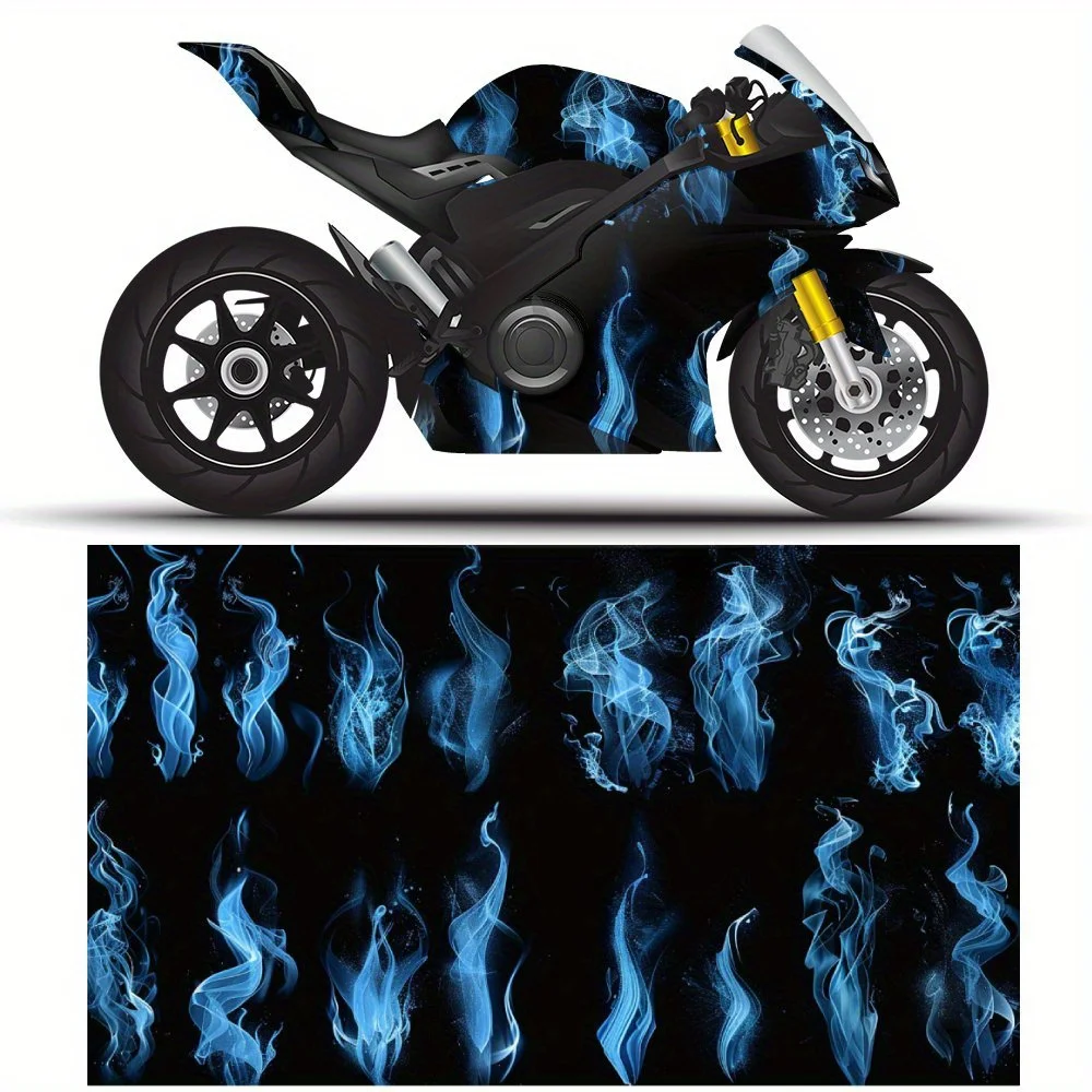 

2 PCS Motorcycle self-adhesive PVC sticker with Blue Flame pattern, motorcycle body film, suitable for most motorcycles, Vinyl W