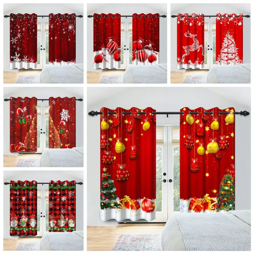 

Christmas Pattern Curtains Bedroom Living Room Darkening Thermal Insulated Noise Reducing Blackout Curtain/Drapes 2 Panels Set