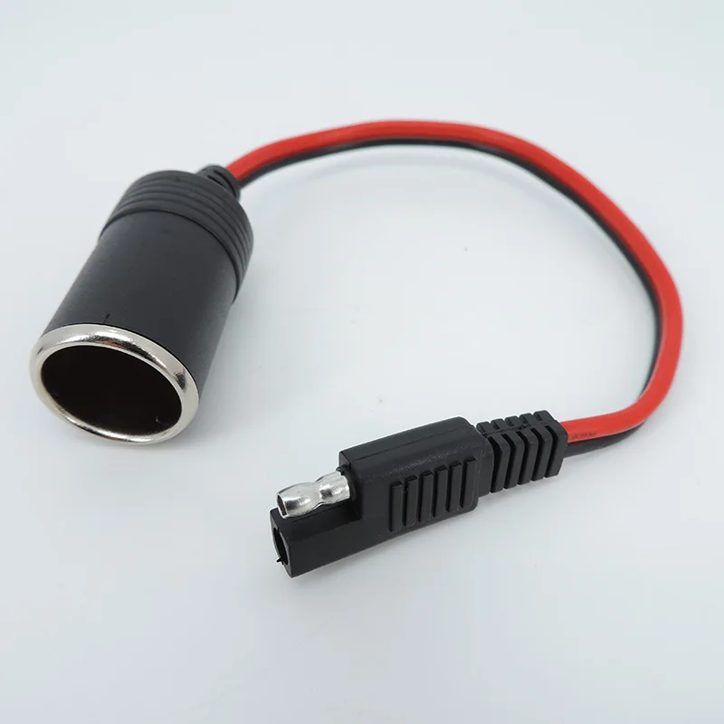 Enchufe de encendedor de cigarrillos hembra de coche a SAE, Conector de desconexión de liberación rápida de 2 pines, 14AWG, 20a, Cable de extensión J17, 12V, 24V