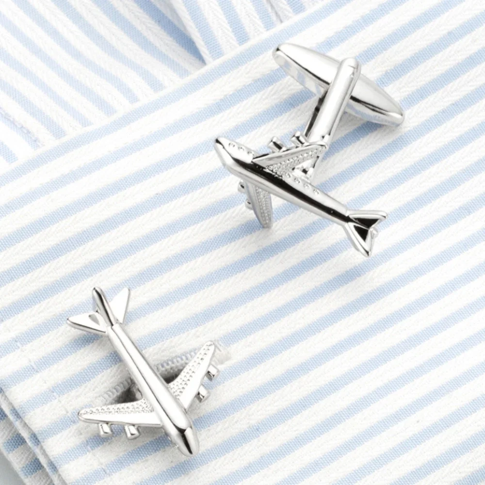 French Cufflinks Trendy Men's Unisex Gifts Daily Banquet Office Suit Shirt Buttons Novelty Civil Aviation Aircraft Cuff Links