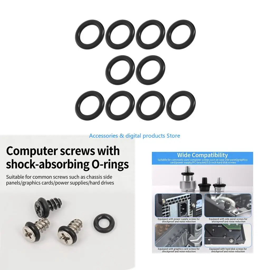 

77JD Computer Case Fan Noise Dampening Rubber Spacers Pack Of 10