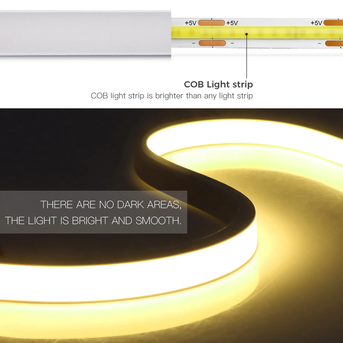 USB 5 فولت COB LED النيون قطاع أضواء اللمس عكس الضوء 320LED/م شريط النيون الشريط تحت إضاءة الخزانة مقاوم للماء للمطبخ ليلة مصباح