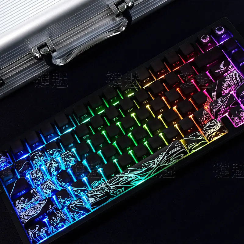 

Translucent Ukiyo 2.0 Theme Keycaps Cool Key Cap PBT Cherry Profile Custom Keycap Mechanical Keyboard Made68 Mad68 Wooting 60
