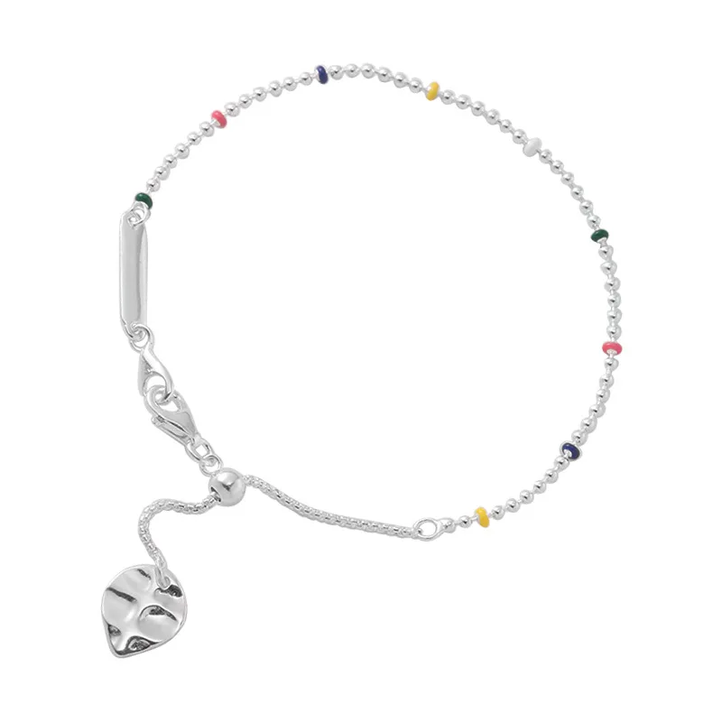 

925 Silver Bracelets Colorful Beads Foot Chain Hand Chain Jewelry Women Pulsera Plata 925