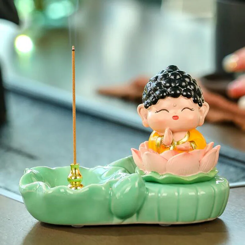 Chinese Style Fairy Guanyin Chan Aromatherapy Burner Tea House Office Desktop Ornaments Sandalwood Incense Holder Home Decor