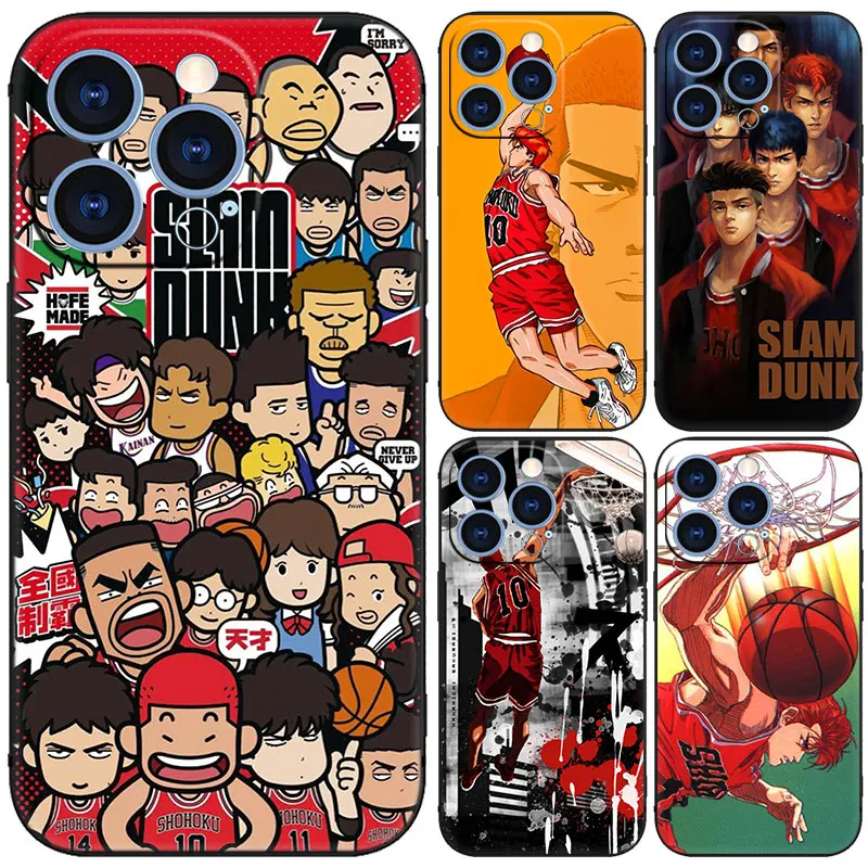 Anime Slam Dunk Basketball Black Phone Case For Apple iPhone 15 14 13 12 Mini 11 Pro MAX XR X XS 7 8 Plus SE 2020 2022 Cover