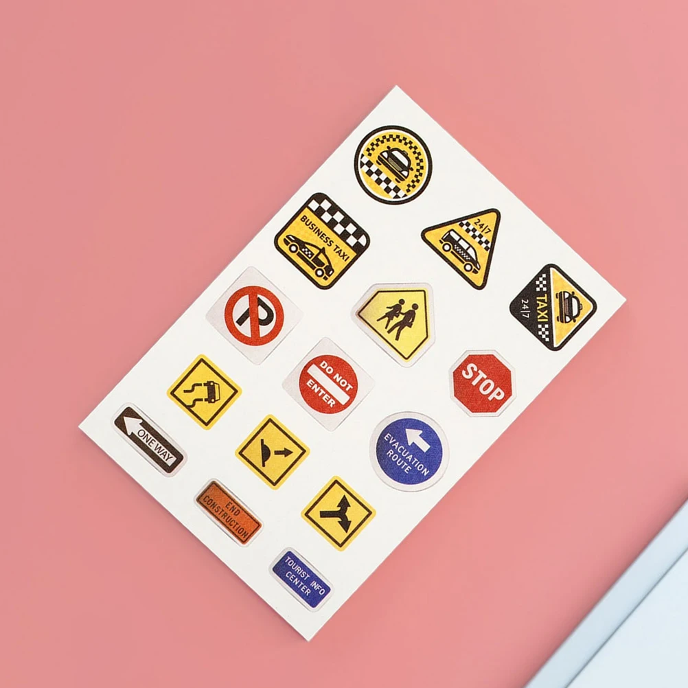 

Traffic Sign Stickers 20 Sheets Kids Classroom Car Construction Signs Wall Decor Playroom Educational Toy