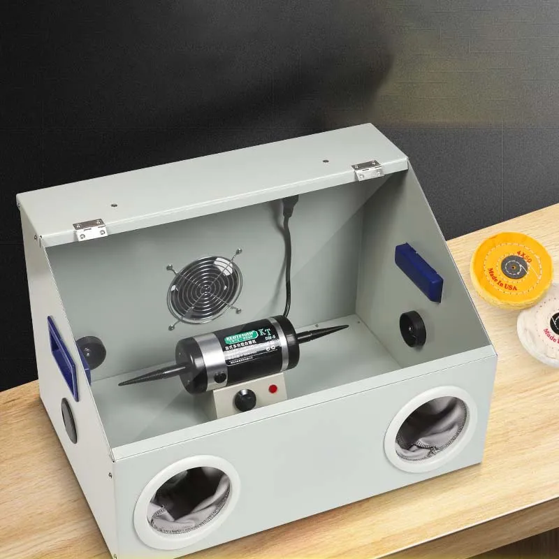 8000RPM Small Desktop Wheel Machine for Gold Silver Jewelry Polishing Integrated Dust-Proof Box Cover Grinding Collectibles
