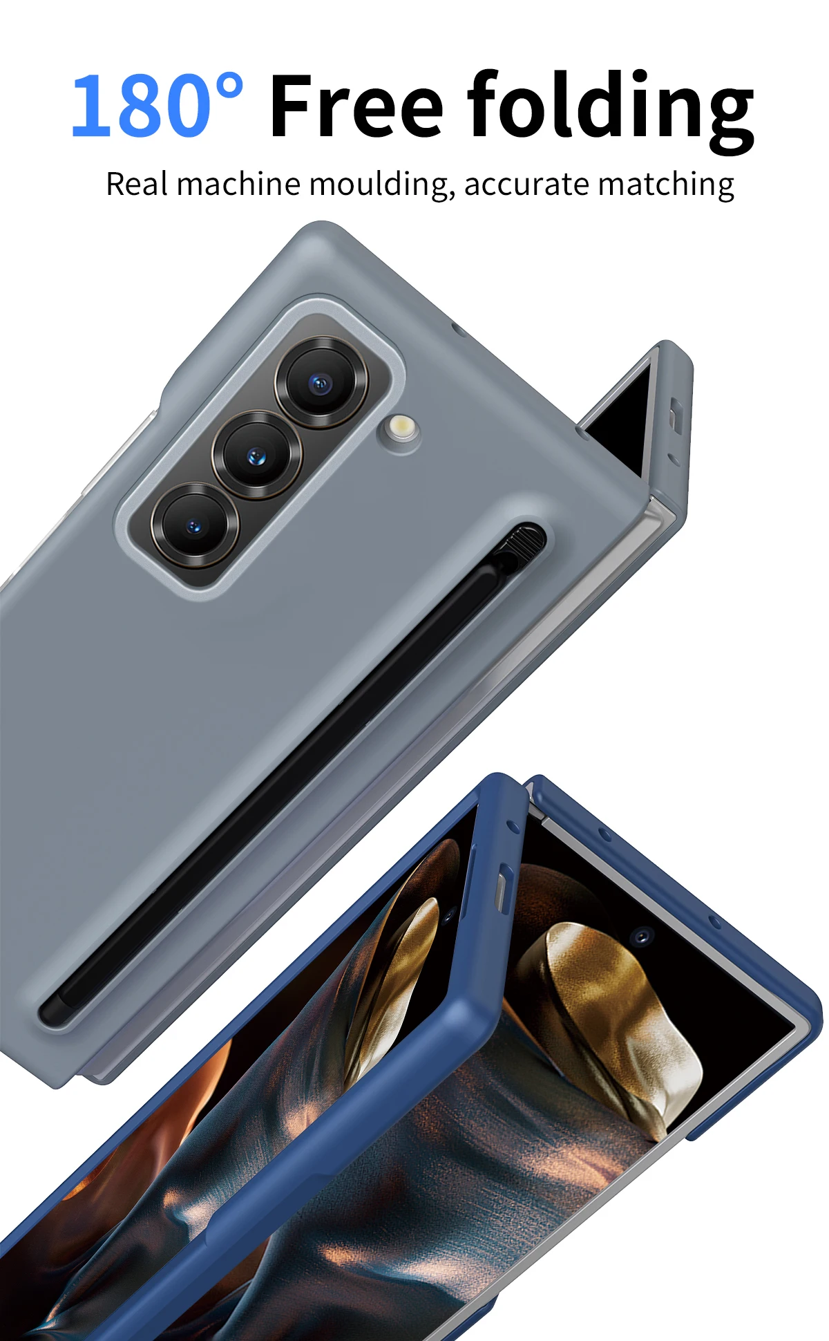 Etui Samsung Galaxy Z Fold 6 5 4 3 Kolor Przyjazny dla skóry Matowy Elastyczny długopis Opcjonalnie z hartowaną folią Wstrząsoodporna twarda okładka — zdjęcie produktu 5