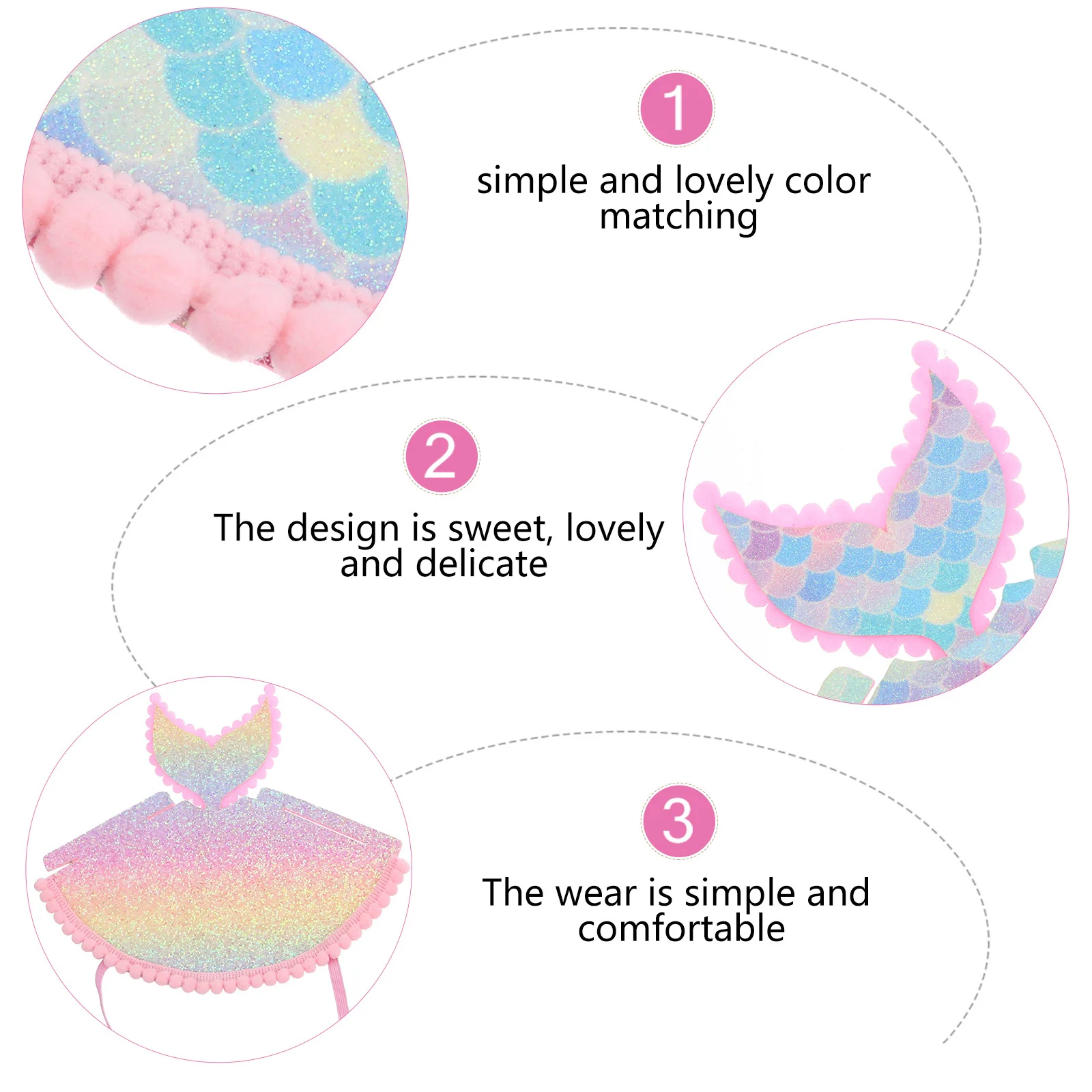 

2Pcs Mermaid Shaped Birthday Party Hat Glitter Photo Prop for Birthday Celebration Events Party Photo Prop