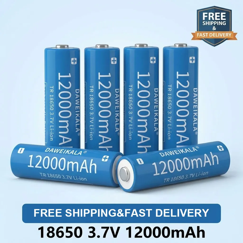 

High Capacity 18650 Battery 3.7V 12000mAh Li-ion Rechargeable Long Lasting Power for Flashlight Torch Headlamp Drop Resistant