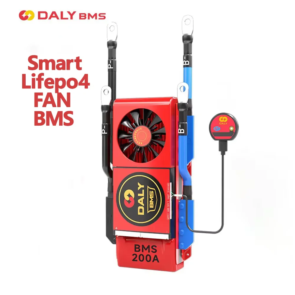 Daly Smart Lifepo4 Fan BMS 4S 8S 16S 24S 72V 80A 120A 100A 150A 500A BMS For lithium 18650 battery Bluetooth SMART BMS