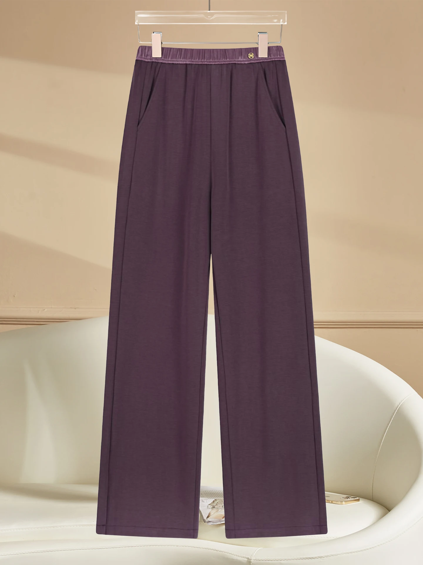 High Waist Straight Leg Wide Leg Pants Women's Spring Summer Modal Slim Fit Casual Trousers Dreamy Elegant Comfortable Breath...