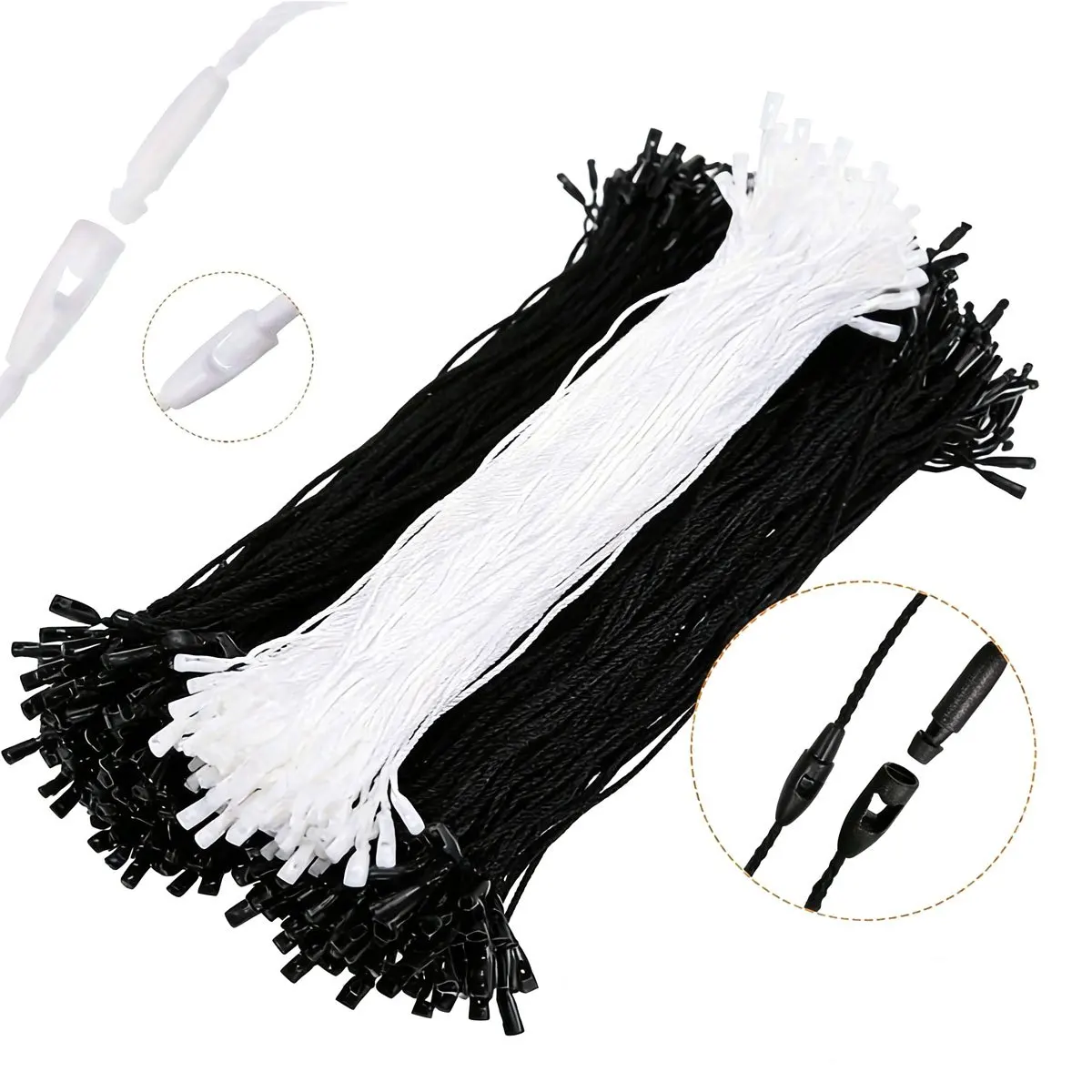 90Pcs Polyester Garment Tag Rope Set - Durable Plastic Snap Fasteners & Bullet Beads | Multipurpose for Clothing Retail Tags ZSY