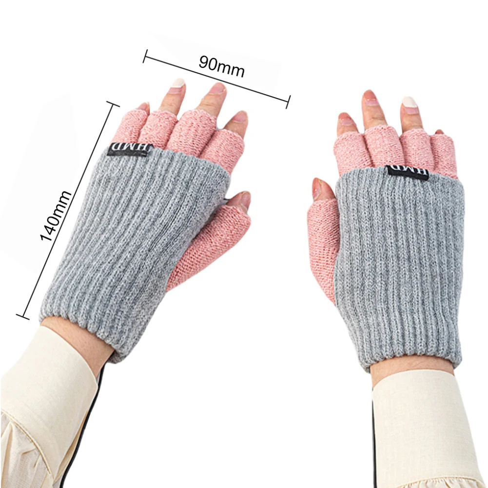 Guantes calefactores de manos cálidos USB, guantes calefactores eléctricos USB sin dedos, temperatura constante para esquiar, montar, senderismo, Protector de manos