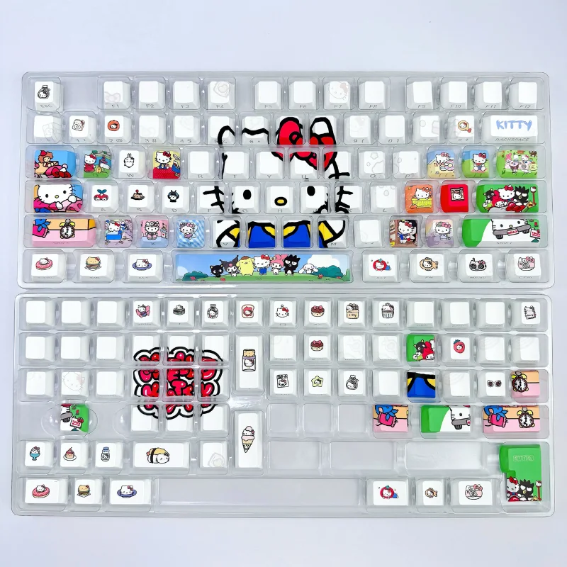 

Anime Character Sanrio's Cute Hello Kitty PBT Keycap, Suitable for MX Mechanical Keyboard Semi Transparent Keycap Holiday Gift
