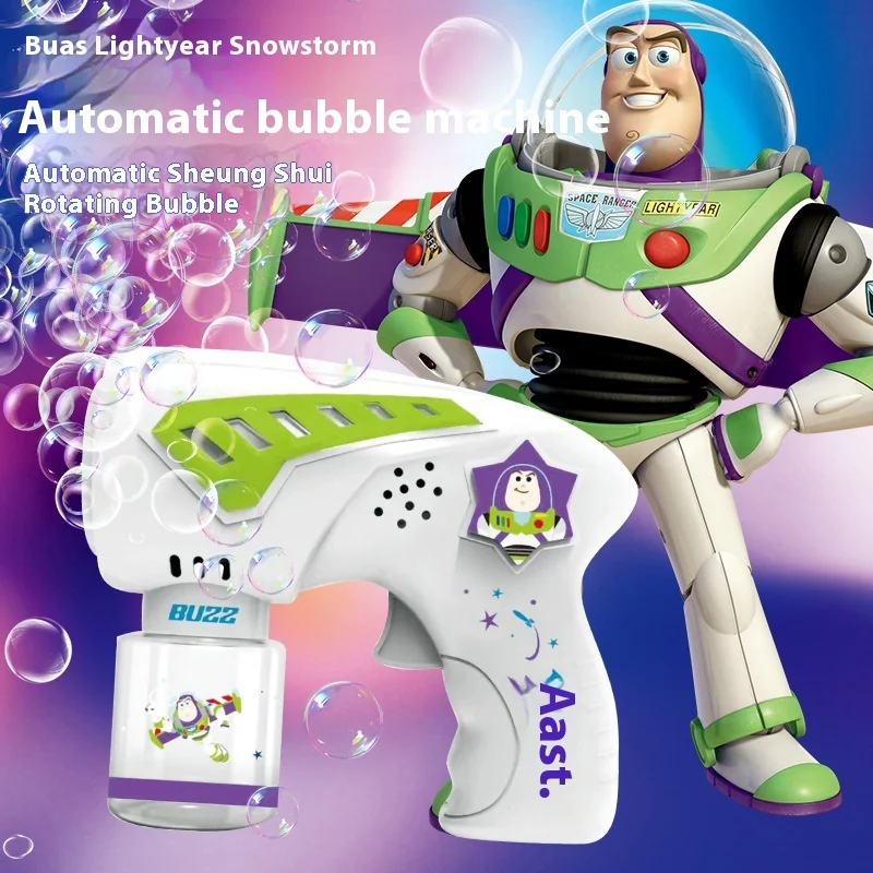 New Disney Toy Story Summer Outdoor Children's Electric Bubble Shooting Boy Cartoon Bath Lightyear Fully Automatic Bubble Toy