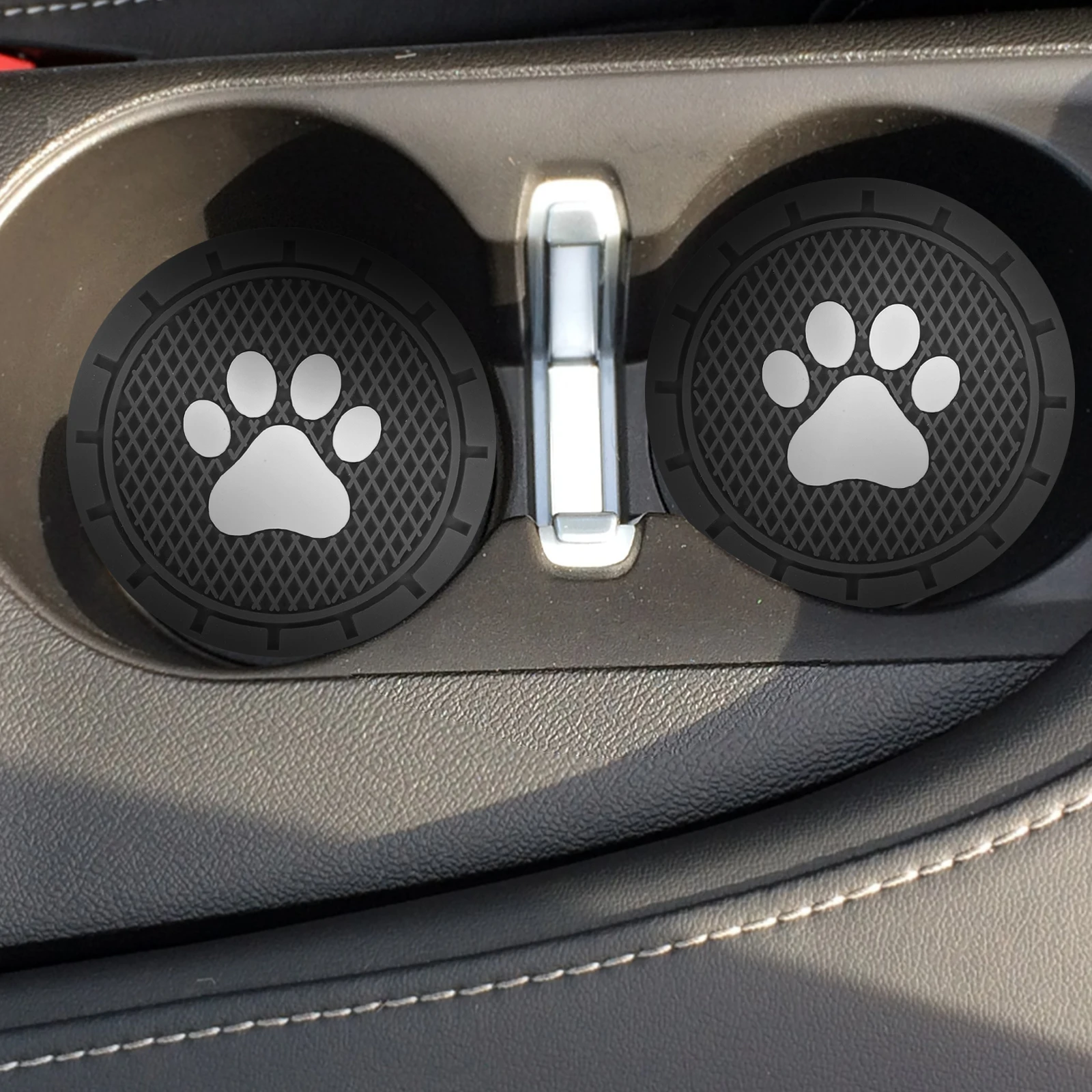 

4 Pcs Car Cup Coasters Black Anti Slip Heat Resistant Vehicle Interior Coasters Cup Mats Car Accessories Bottle Mats