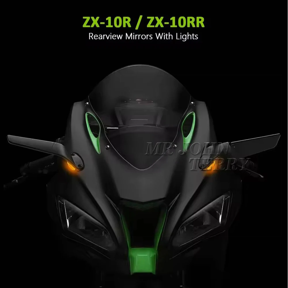Wind Wing Motorcycles Adjustable Rotating Rearview Mirror With LED Light For Kawasaki Ninja 1000 ZX-10RR ZX 10RR ZX-10R ZX10R