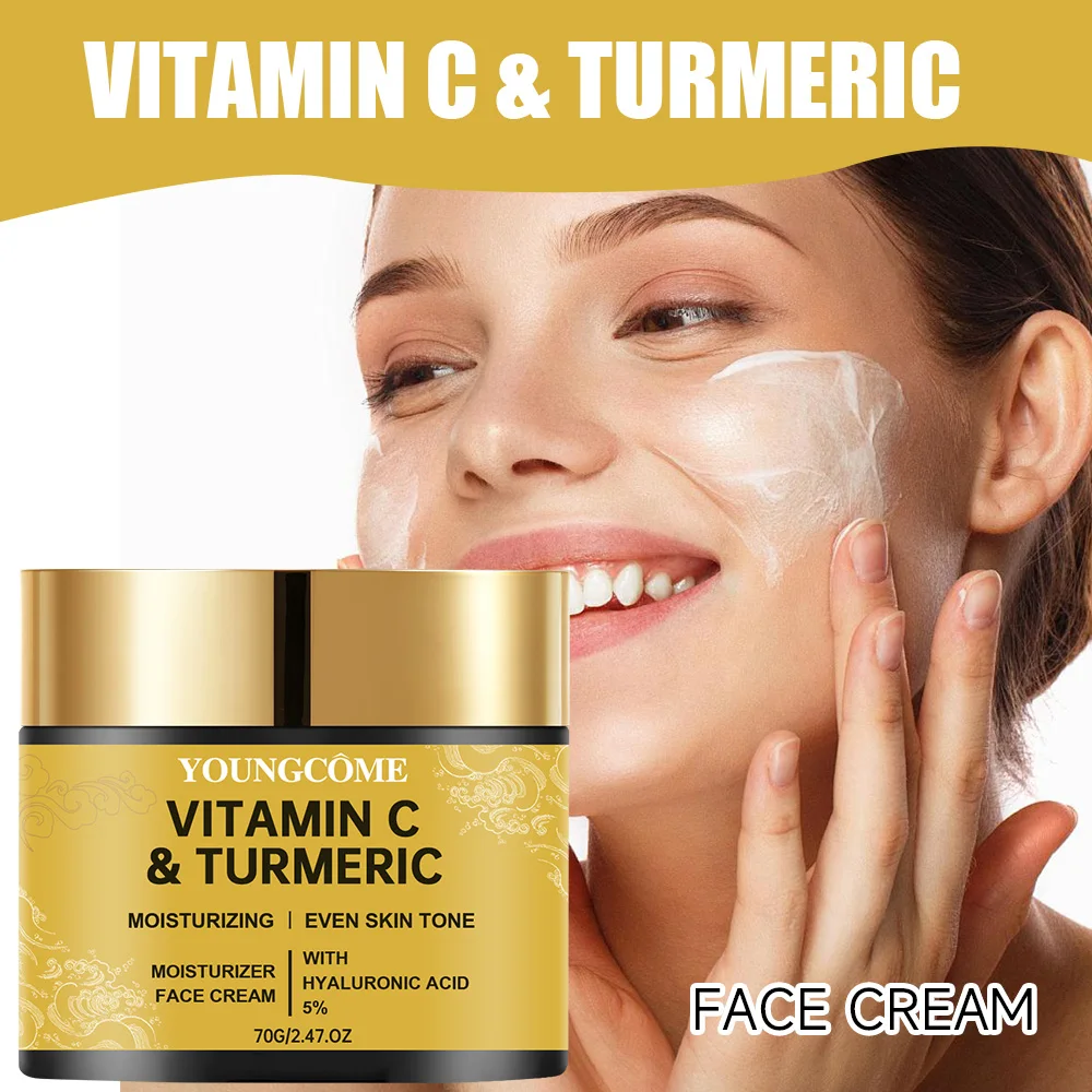 Cúrcuma vitamina c creme facial retinol hidratante endurecimento hialurônico clareamento reparação suave skincare cremes de clareamento