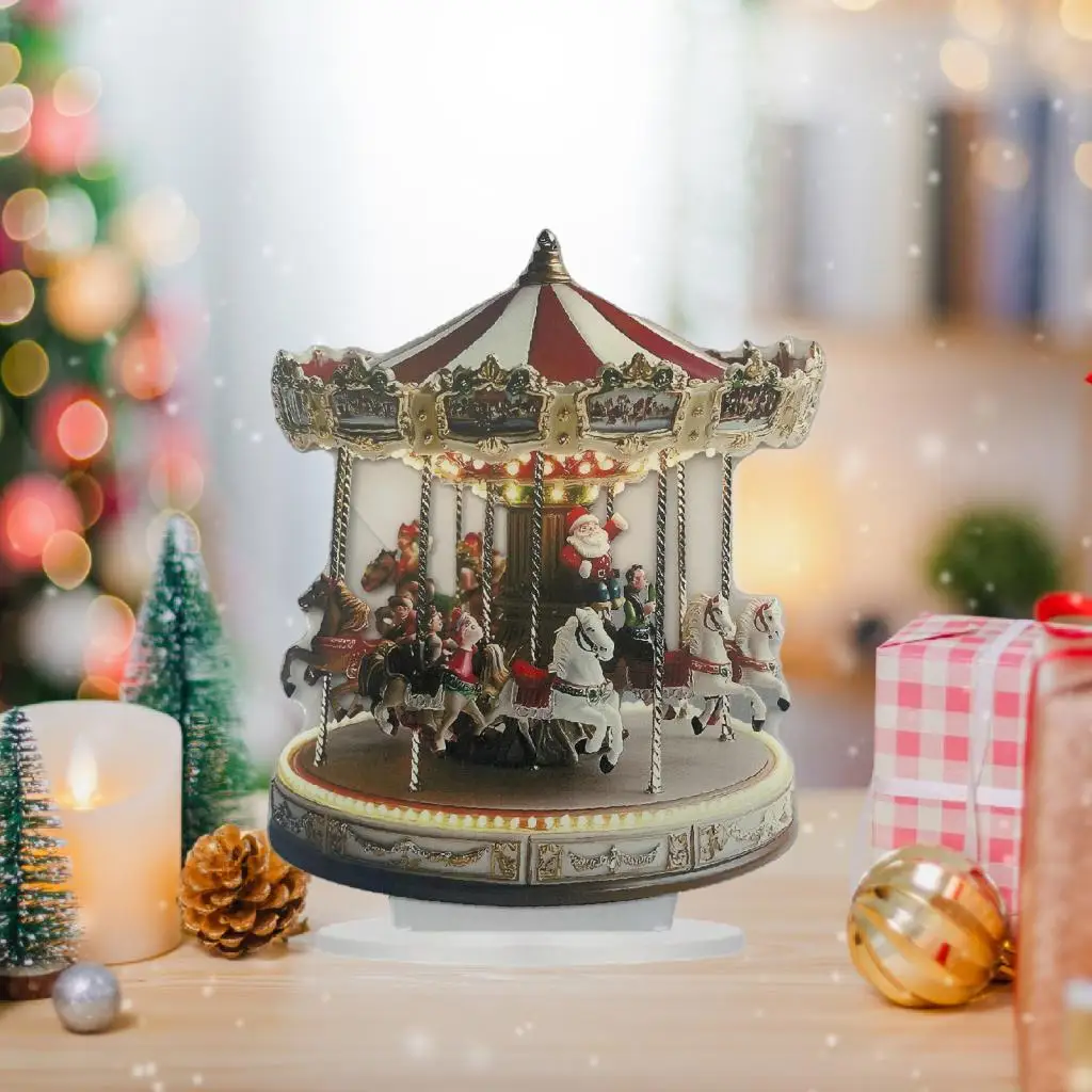Christmas Carousel Figurines Decoration Decorative Realistic with for Valentine's Day Birthday Home Christmas Kids