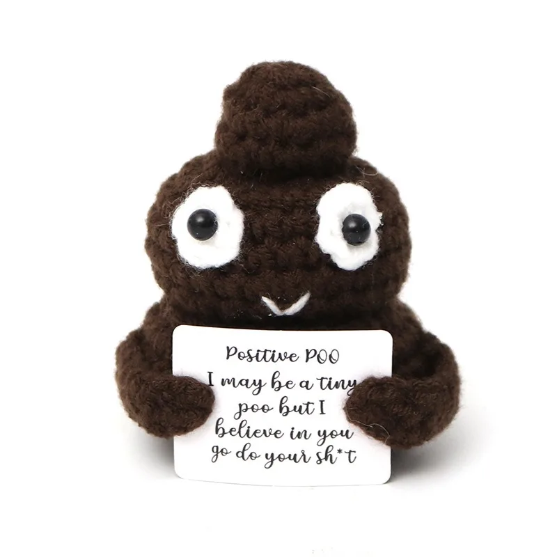 Mini Handmade Plush Wool Doll – Cute Funny Poop‑Hug Pocket Toy for Desktop Decoration, Birthday & Holiday Gift, 1PC