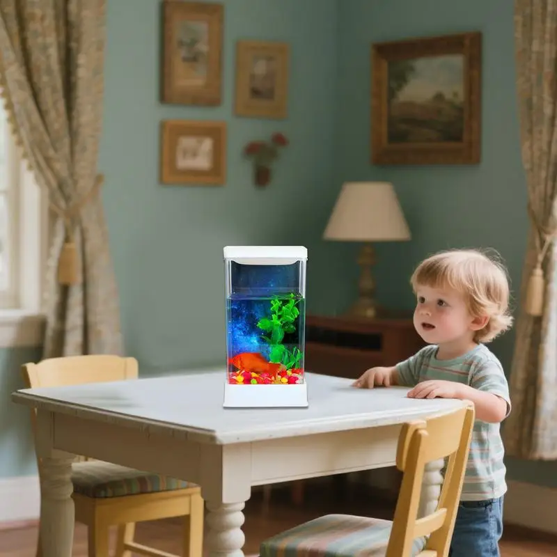 Betta Fish Aquarium Desktop Fish Tank Starter Kit With Filter Lighting Small Tabletop Landscape Decoration For Study Room