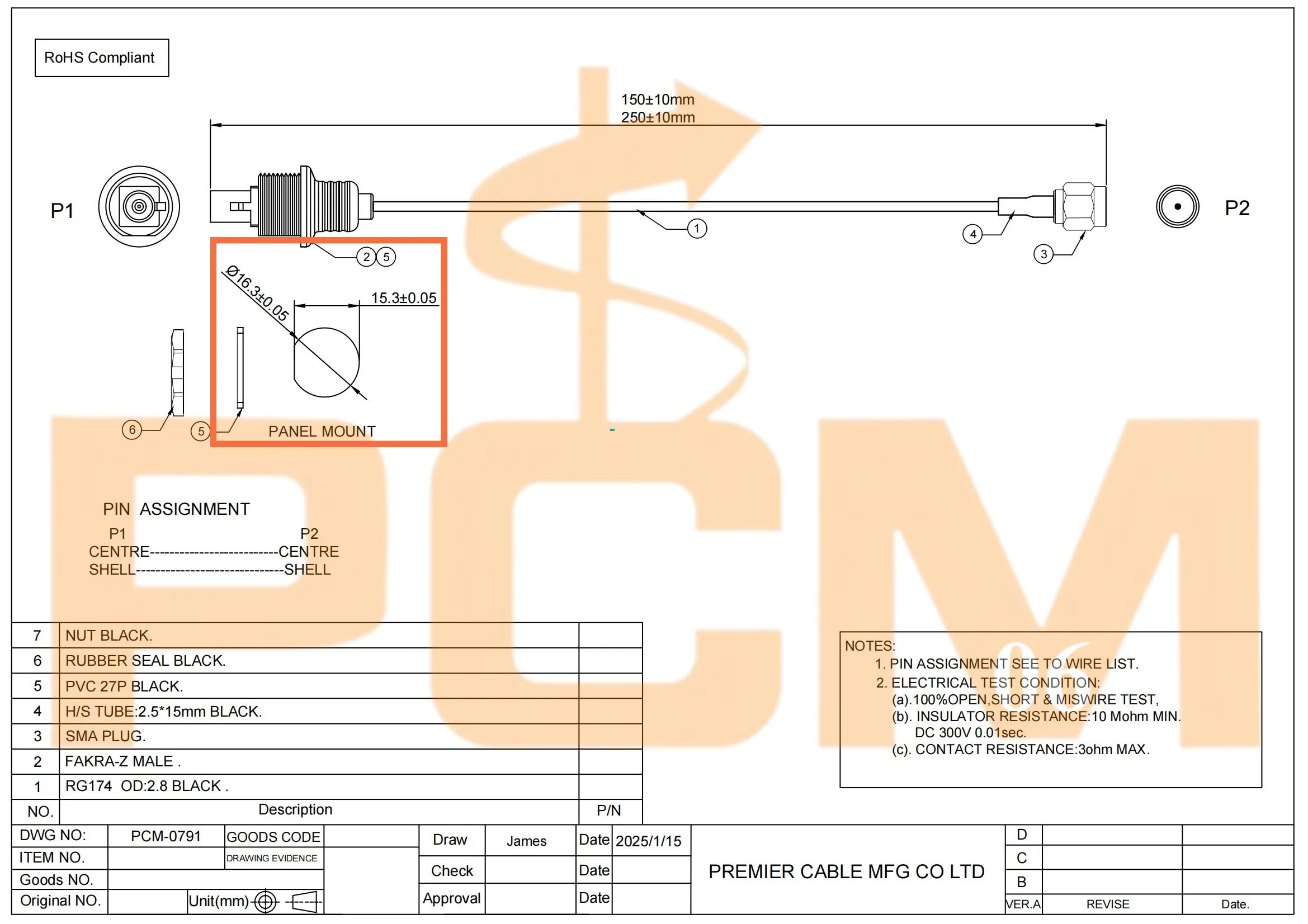 FAKRA Z-Stecker auf SMA-Stecker RG174 RF-Koaxkabel, Panelmontage, Schott, Fahrzeug, Auto, GPS-Antenne, Verlängerungskabel für 4G LTE Satellit – Detail 6