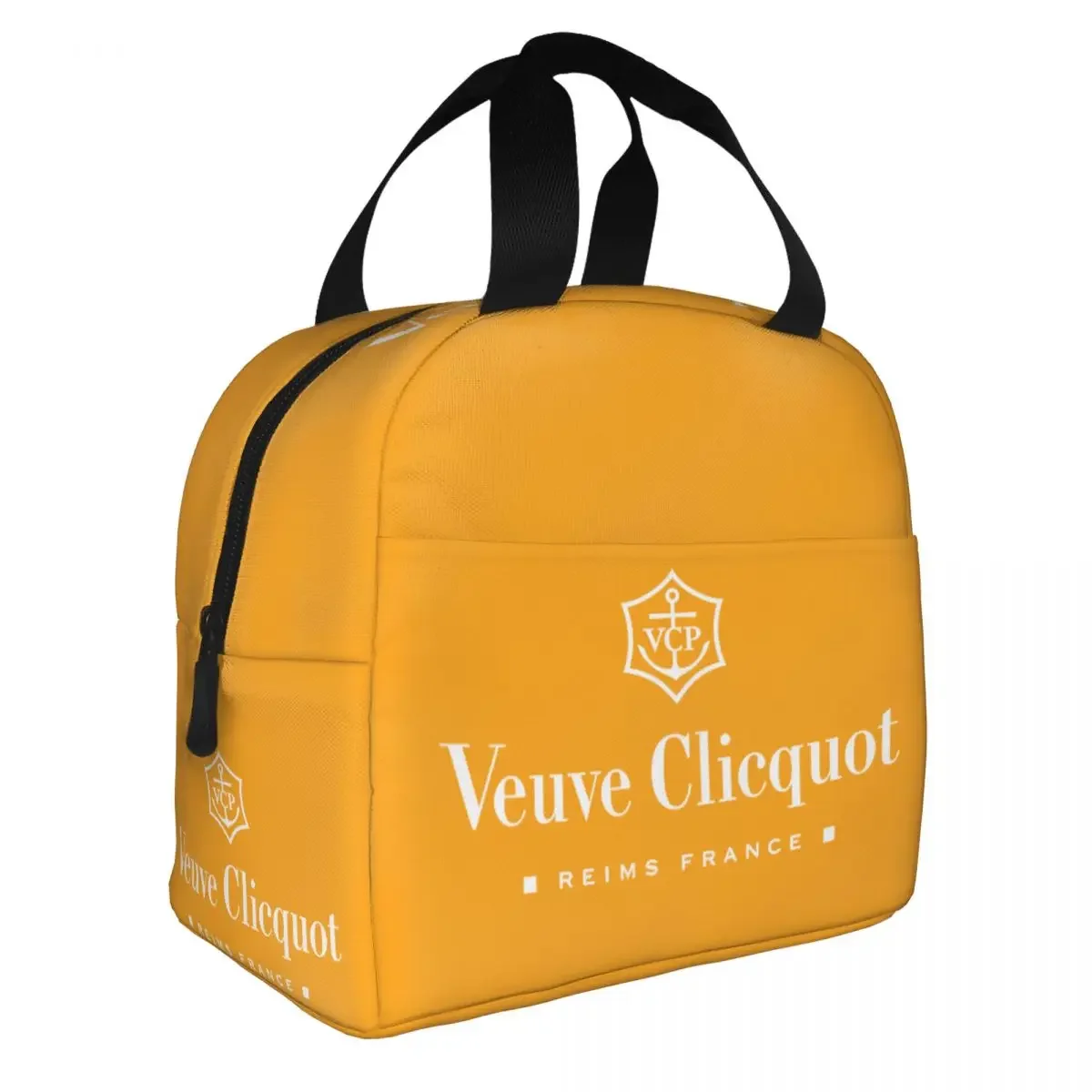 Champagne Orange Black White Insulated Lunch Bags Cooler Bag Meal Container Veuves Clicquots Leakproof Tote Lunch Box School