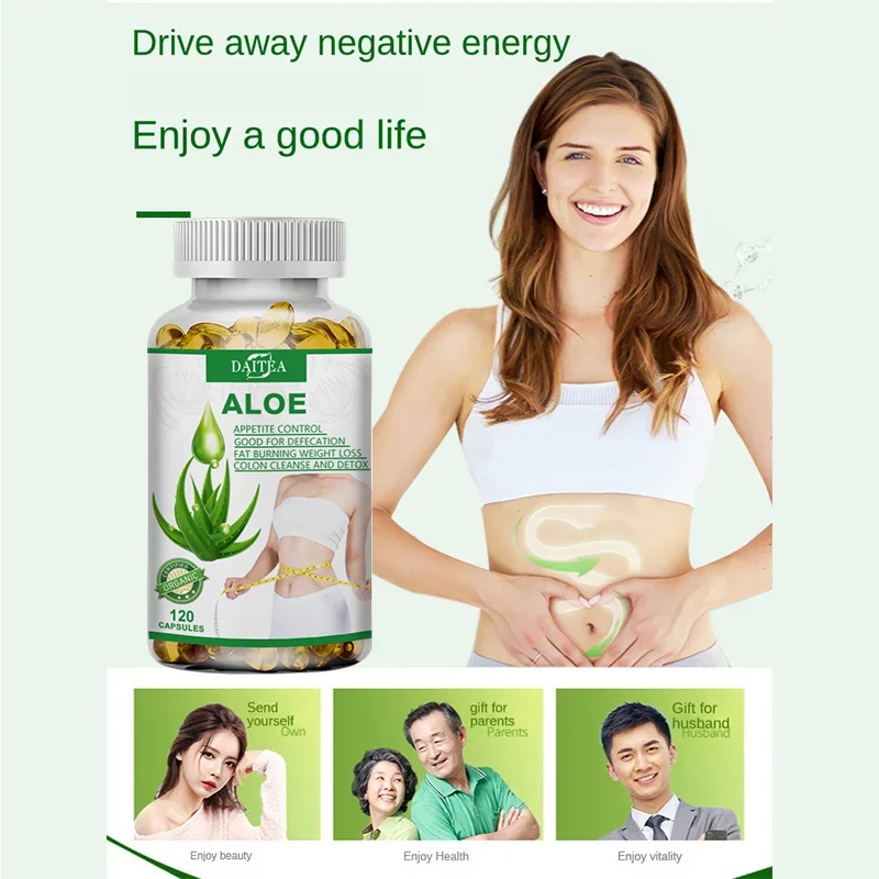 Aloe Vera Extract Capsules - Helps Cleanse and Detoxify The Colon, Burn Fat, Maintain Stomach Acid Balance, and Boost Immunity