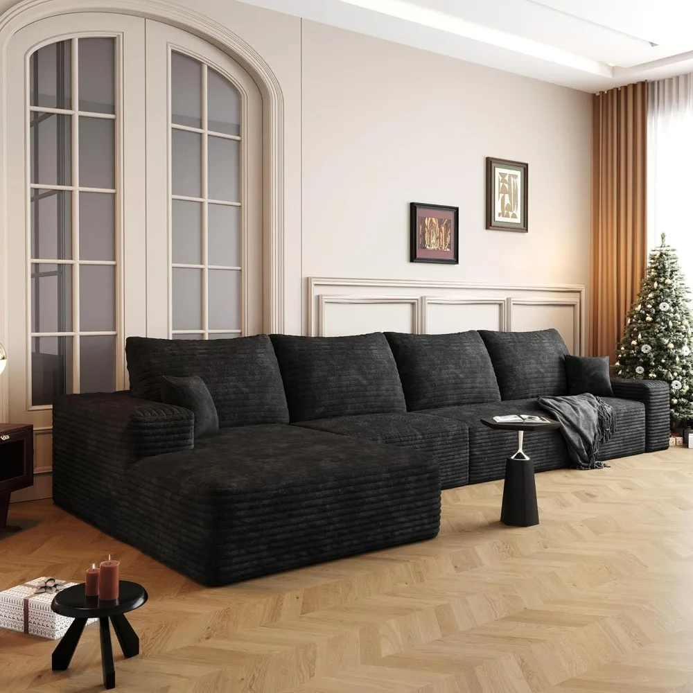 

136" sectional couches for living room modern modular sofa with l-shape couchs upholstered boneless couch deep seat sectional