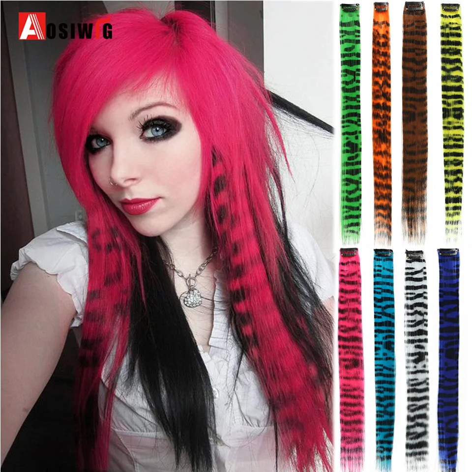 Feather Hair Extensions Colored Synthetic Clip In Hair Feather Colorful False Hair Extension Mixed Color Straight Hair For Women