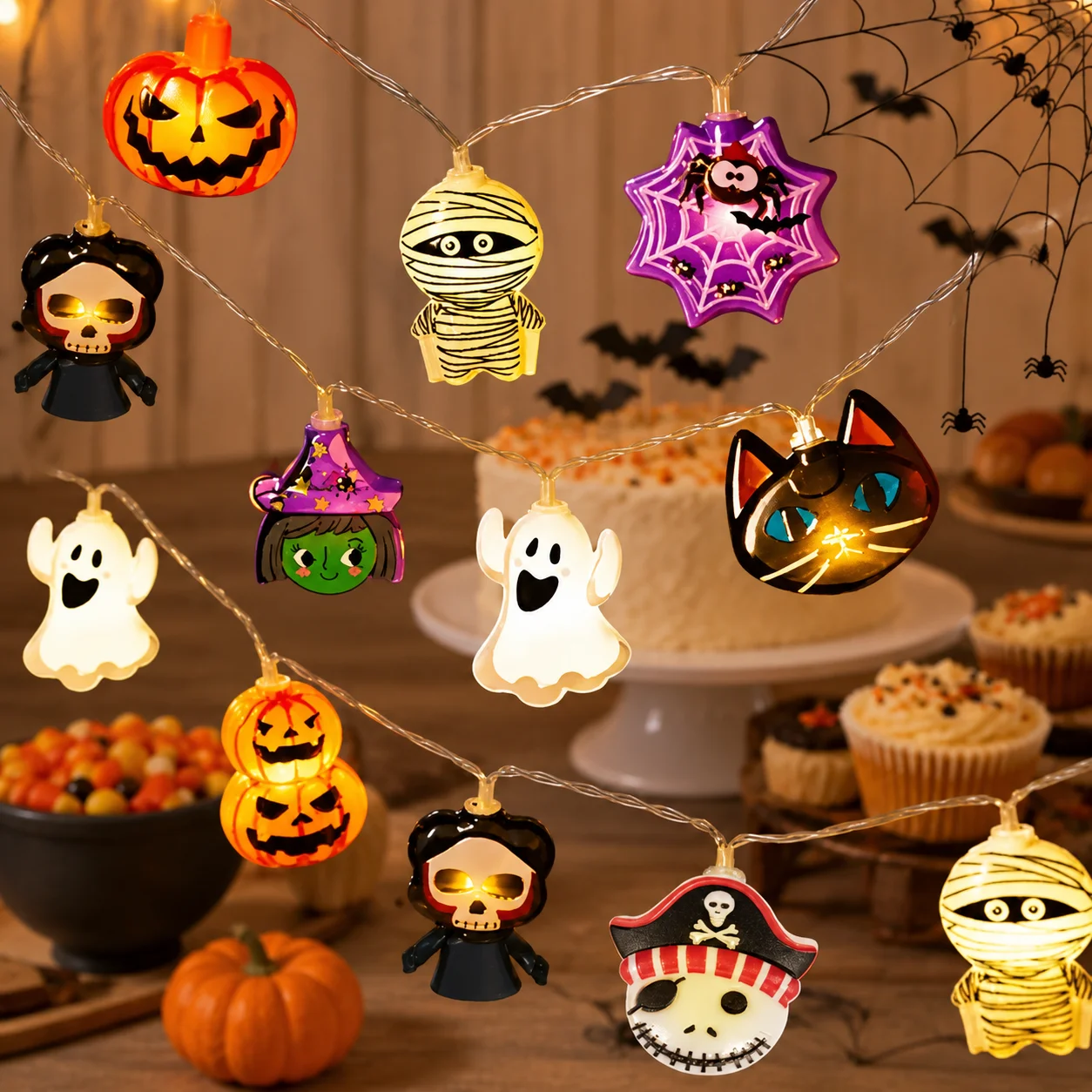 Led Lighting Decor - 1pc Halloween LED String Lights 59/118in,