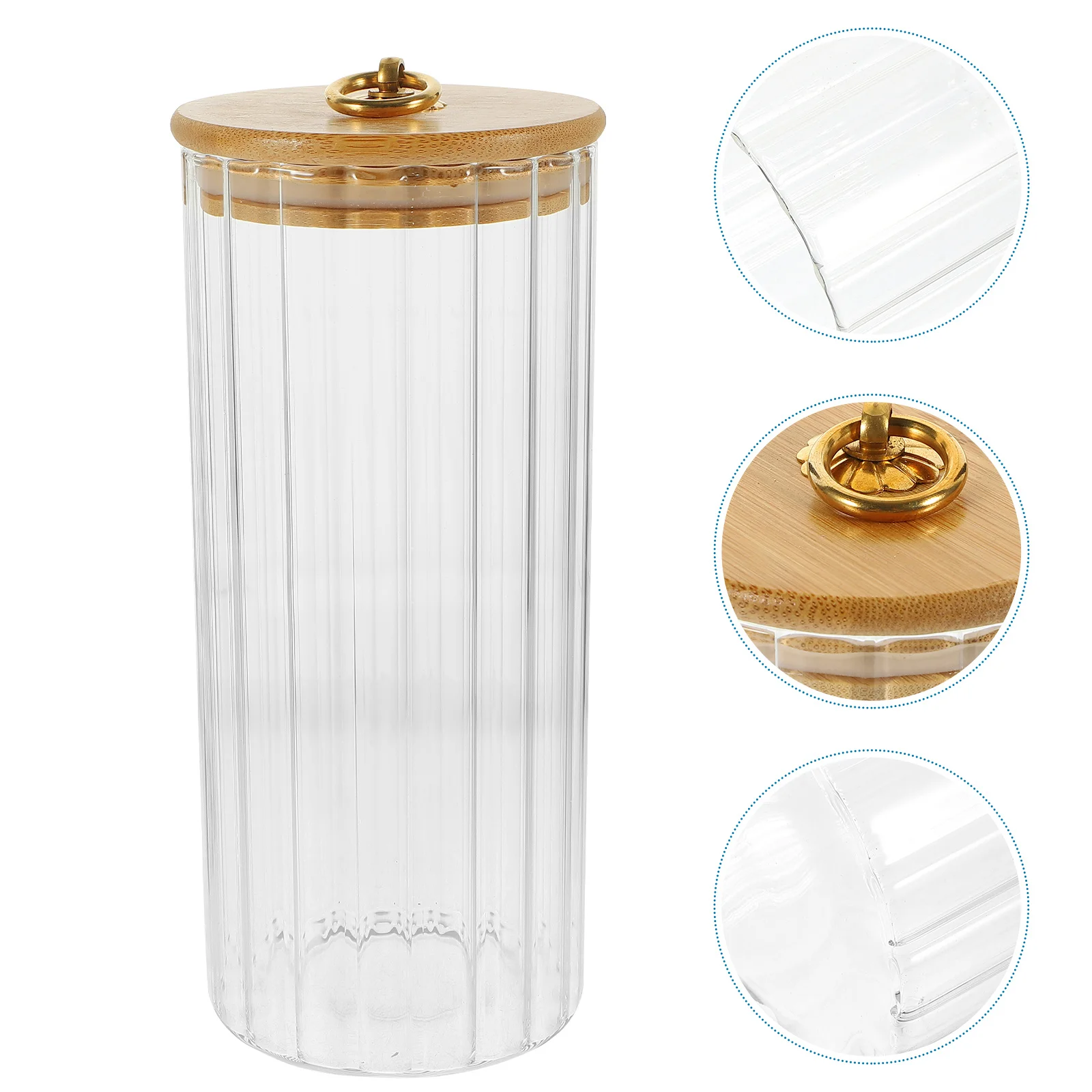 

Glass Storage Jars Airtight Kitchen Canisters Set For Tea Coffee Sugar Salt Bamboo Lid Wide Containers