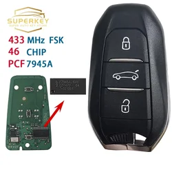 SUPERKEY 3 Buttons Smart Key  Keyless For CITROEN C4 DS4 DS5 2010 2012 2014 2015 2016 For PEUGEOT 308 508 433mhz 96742552ZD
