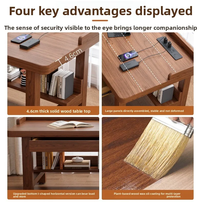 All solid wood baffle desk with drawers, sofa, long table, writing study table, student computer desk