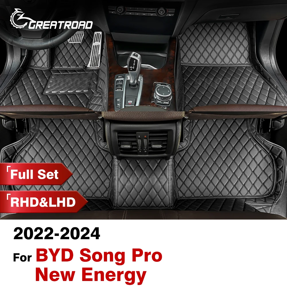 Car Floor Mats For BYD Song Pro New Energy 2024 2023 2022 Custom Auto Foot Pads Automobile Carpet Cover Interior Accessories