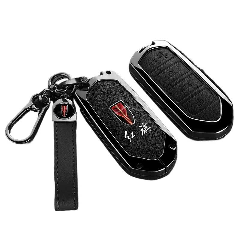 Premium Zinc Alloy Key Cover Case for Hongqi HS5/H5/H9/HS7/H7/EQM5 (2022-2024) - Protective Key Fob Shell Key Bag Chain