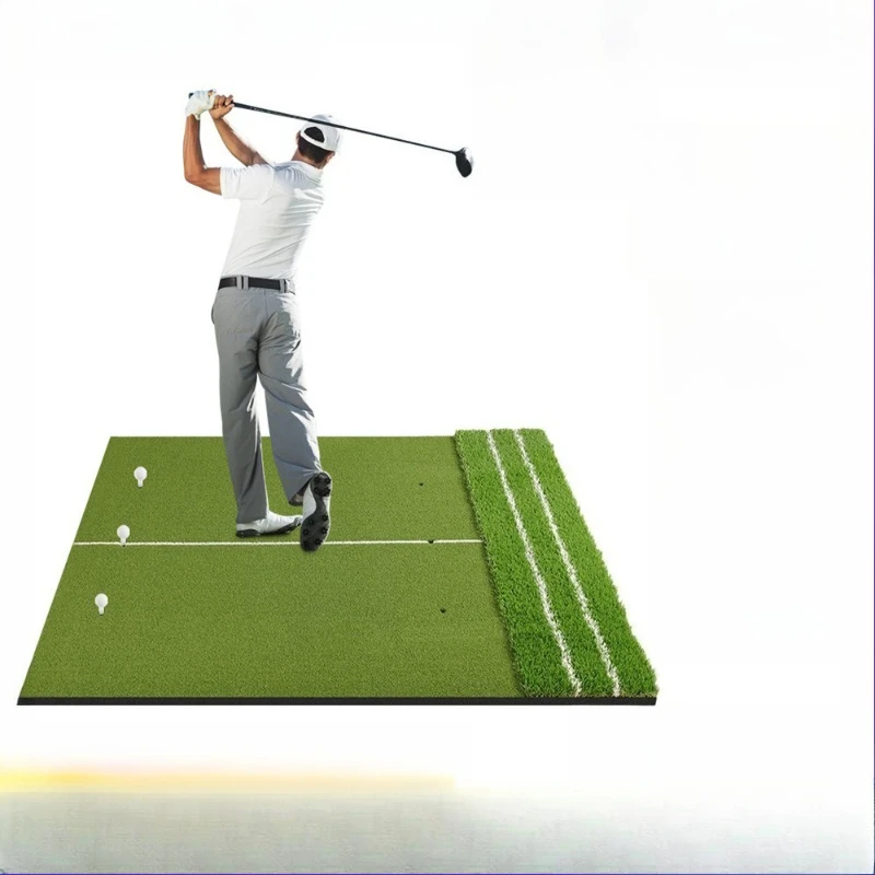

Golf Mat Swing Assist Double White Line Practice Mat Double Grass Golf Strike Mat