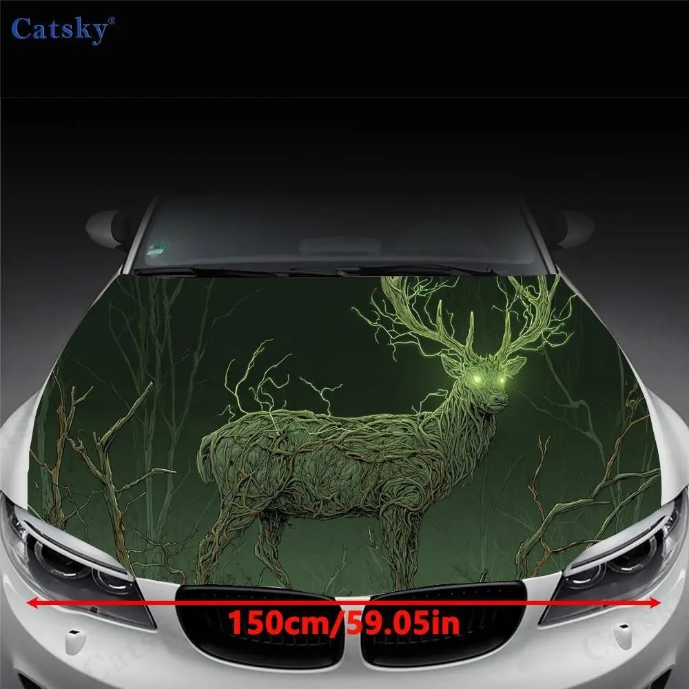 Luminous Woodland Deer Car Engine Hood Sticker, Auto Art Decal, Car Exterior Personalized Decoration, Gift for Car Lovers, Uniqu