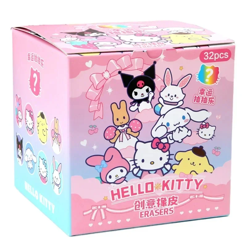 Sanrio 16/32 Uds Draft Kawaii 학생 문구 Kuromi 헬로 키티 만화 Draft 3d 청소 도구 어린이를위한 학교 선물