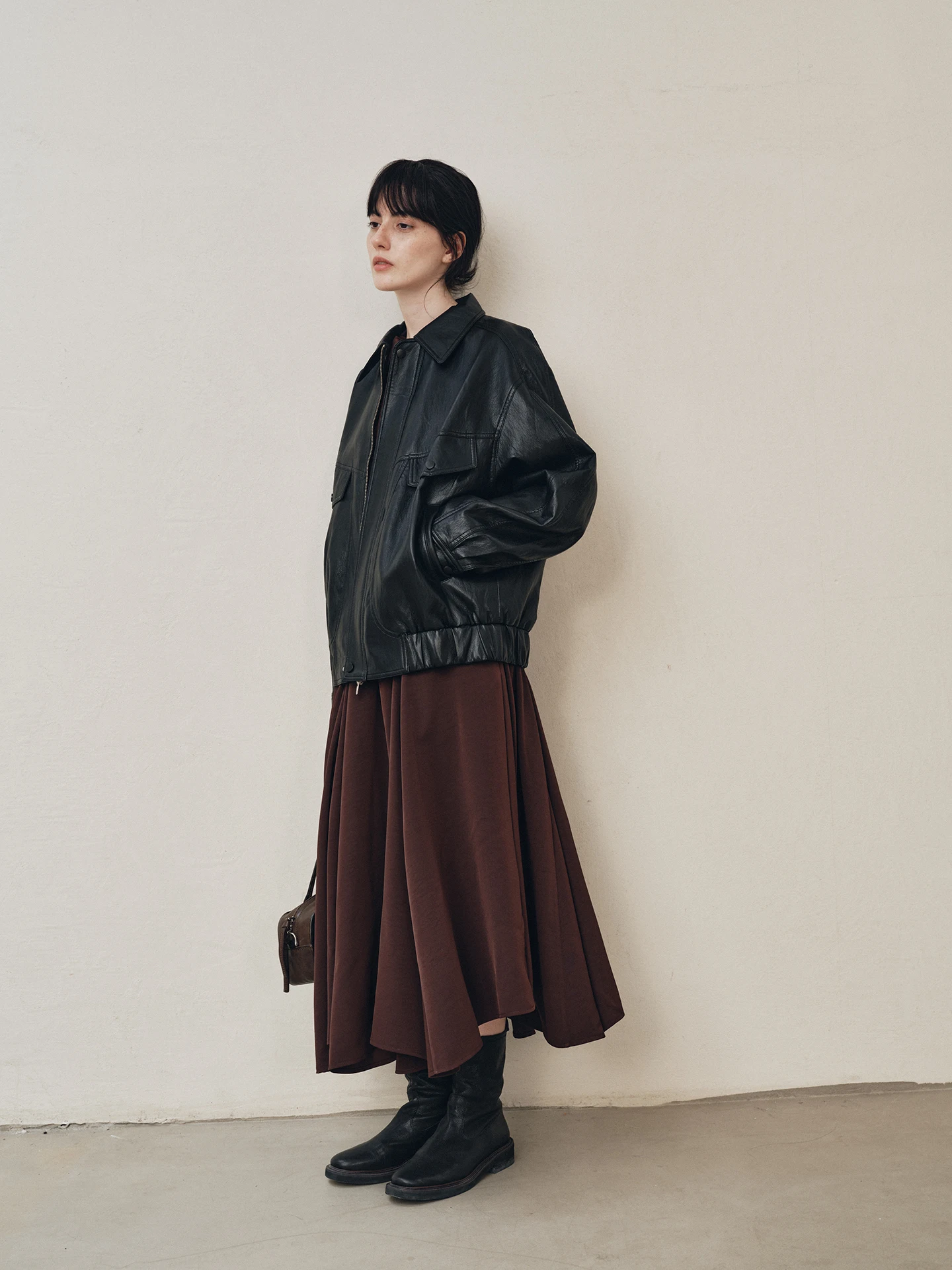 Jaqueta Feminina de Couro Estilo Motociclista Retrô Americana com Lapela, Solta, para Outono, Moda Casual, Mistura de Poliéster