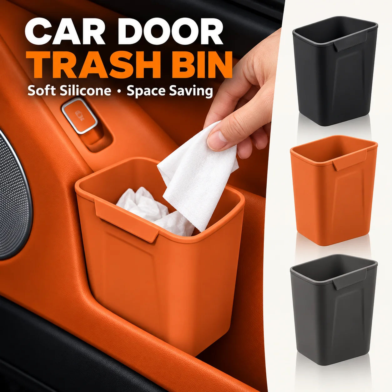 Multifunctional Silicone Car Door Storage Bucket Auto Trash Can Umbrella Organizer Interior Accessory