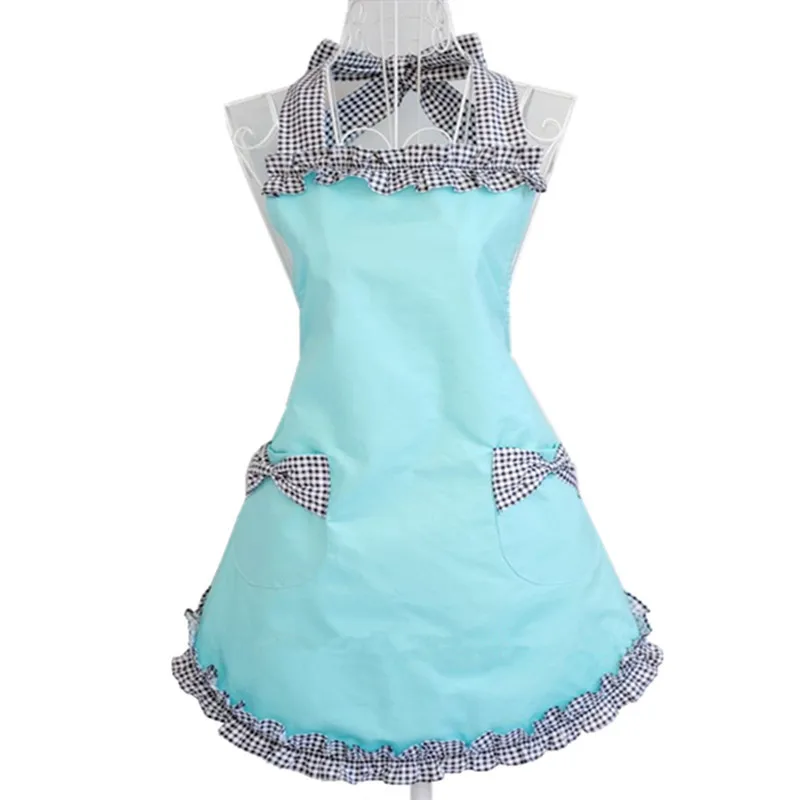 Cute Princess Cotton Blue Kitchen Nail Tea Shop Apron Cleaning Work Dress Apron