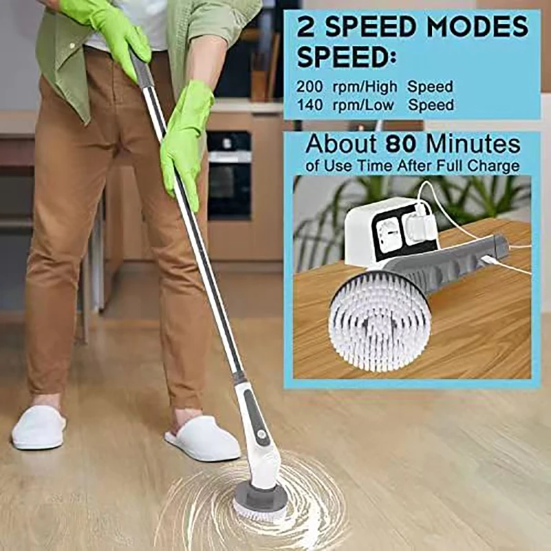 2600mAh 6In1 Electric Cleaning Brush IPX8 Type-C Charging Bathroom Wash Brush Kitchen Sink Cleaning Tools Home Dishwashing Brush