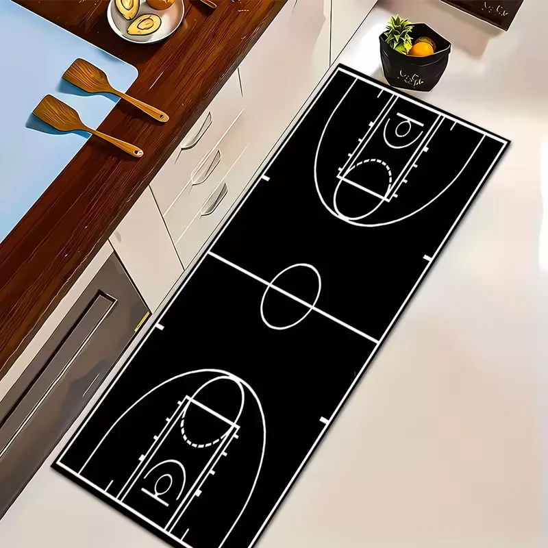 Soccer Football Field Runner Rug Sports Green Pitch Print Carpet Kitchen Hallway Bedroom Entryway Mat Game Theme Indoor Decor